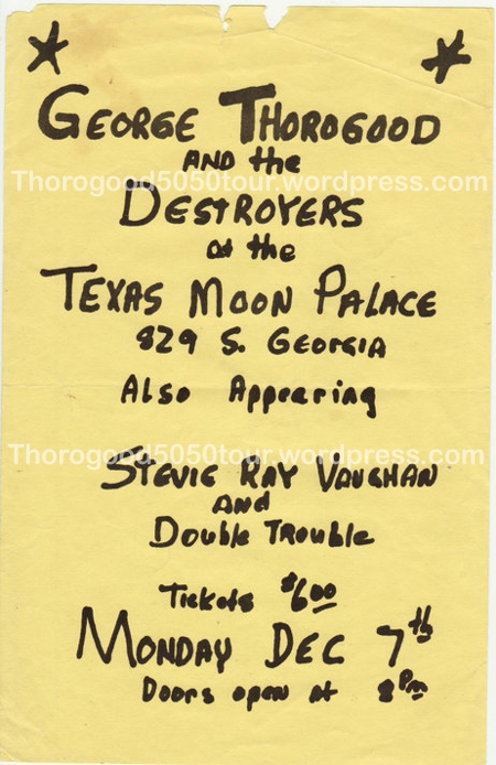 47 George Thorogood 50 50 Tour Texas Moon Palace Amarillo Texas December 7 1981 Concert Poster